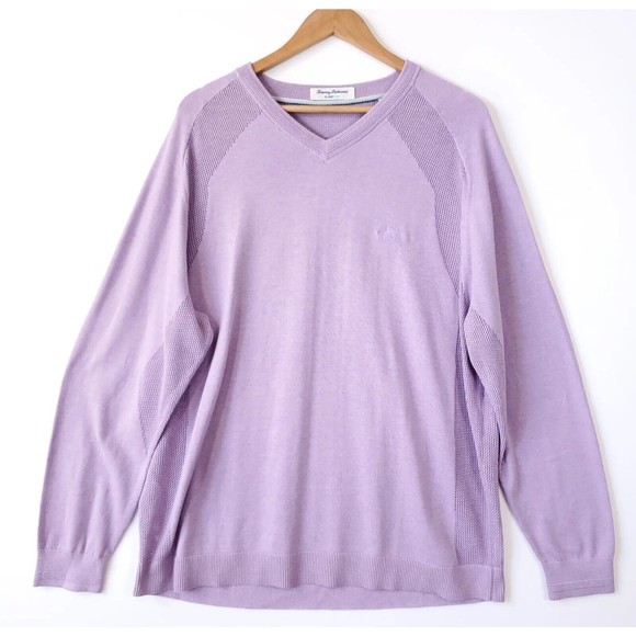 Tommy Bahama Other - NWT Tommy Bahama Island Zone Sweater Pullover V-Neck Light Purple Coolmax XL
